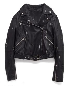 Dua Lipa Biker Belted Black Leather Jacket