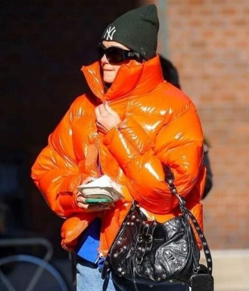 Street Wear Dua Lipa Down Orange Jacket - Image 5