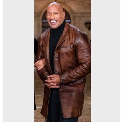 Dwayne Johnson Red Notice Brown Leather Coat - Image 8