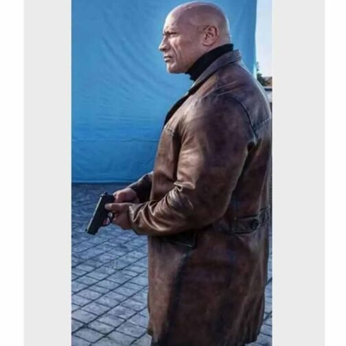 Dwayne Johnson Red Notice Brown Leather Coat - Image 16