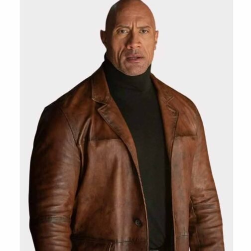Dwayne Johnson Red Notice Brown Leather Coat - Image 10