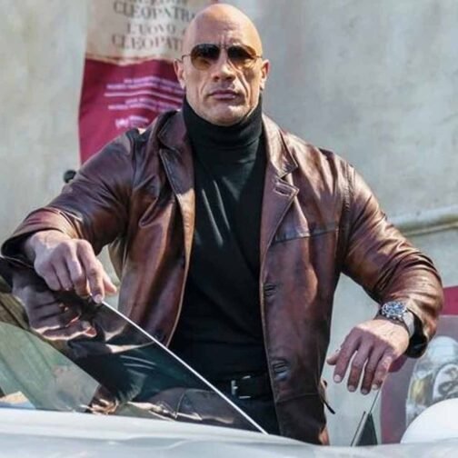 Dwayne Johnson Red Notice Brown Leather Coat - Image 15
