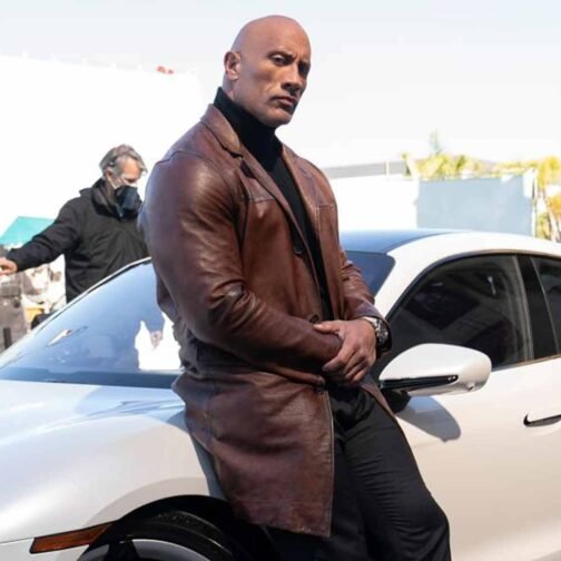 Dwayne Johnson Red Notice Brown Leather Coat - Image 9