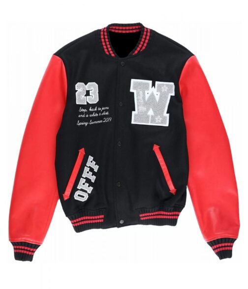 Varsity Off-White 23 Eagle Red and Black/Green and Blue Jacket