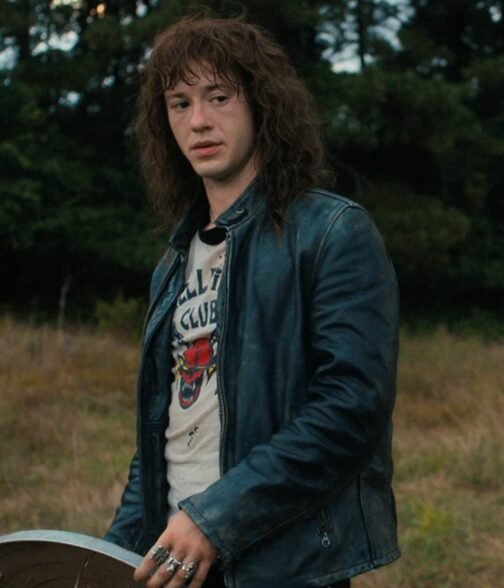 Stranger Things S04 Joseph Quinn Black Leather Jacket - Image 2