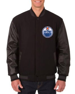 Edmonton Oilers Varsity Black Jacket
