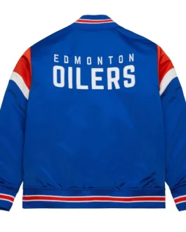 Edmonton Oilers Heavyweight Blue Satin Jacket