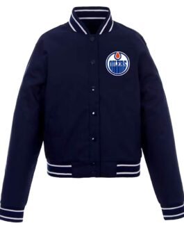 Edmonton Oilers Varsity Navy Wool Jacket