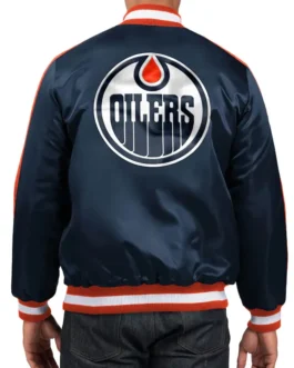 Edmonton Oilers O-Line Navy Varsity Satin Jacket