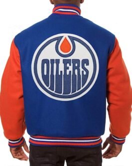 Edmonton Oilers Royal/Orange Varsity Wool Jacket
