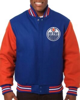 Edmonton Oilers Royal/Orange Varsity Wool Jacket