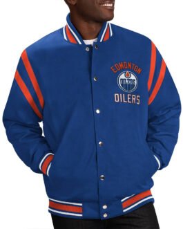 Edmonton Oilers Tailback Blue Varsity Jacket