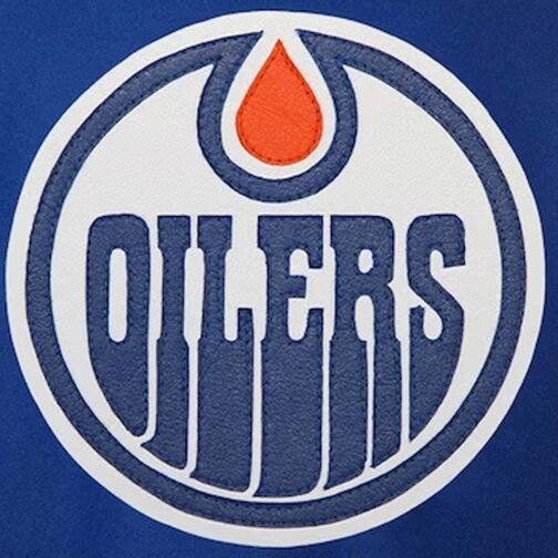 Edmonton Oilers Royal/Orange Varsity Wool Jacket - Image 4