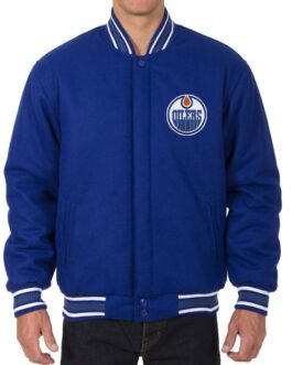 Varsity Edmonton Oilers Royal Blue Wool Jacket