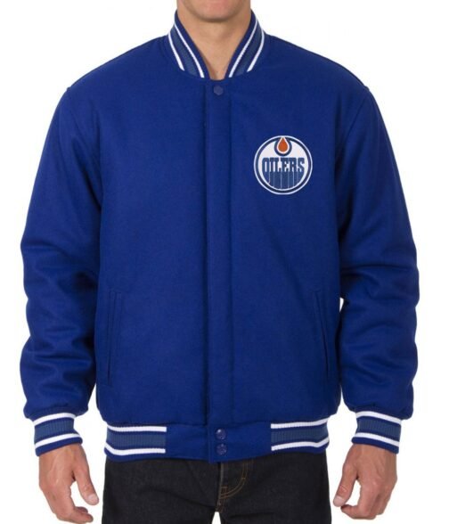 Varsity Edmonton Oilers Royal Blue Wool Jacket
