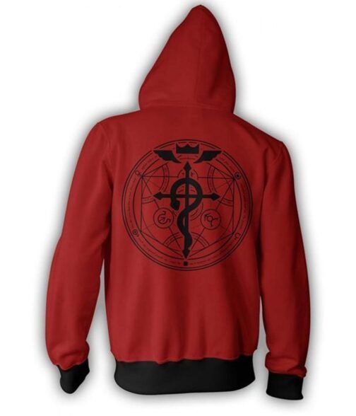 Edward Elric Fullmetal Alchemist Red and Black Hoodie - Image 2