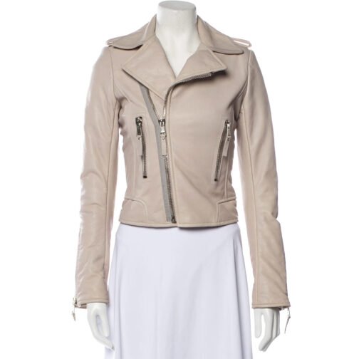 The Vampire Diaries S04 Nina Dobrev Beige Leather Jacket