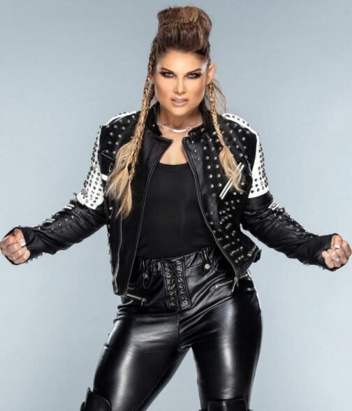 WWE Elizabeth Copeland Black and White Studded  Jacket - Image 5
