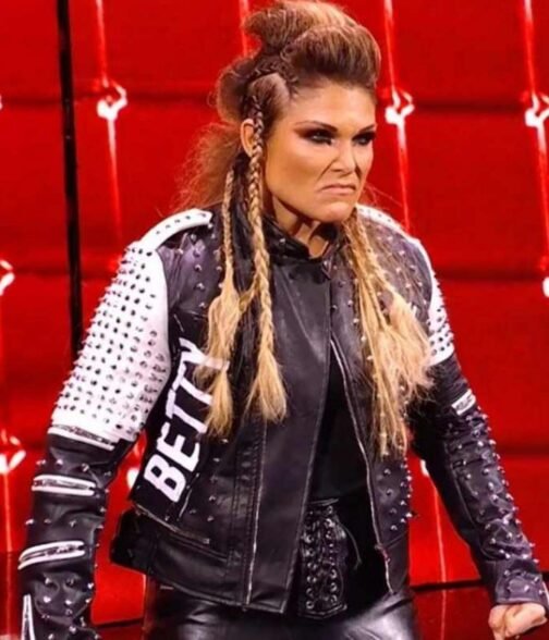 WWE Elizabeth Copeland Black and White Studded  Jacket - Image 9