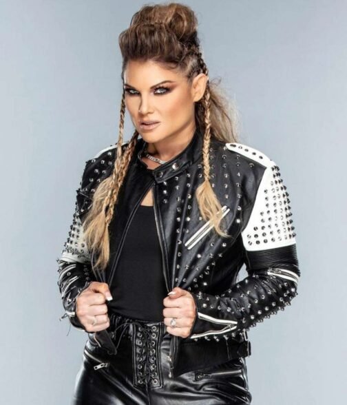 WWE Elizabeth Copeland Black and White Studded  Jacket - Image 2
