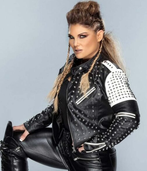 WWE Elizabeth Copeland Black and White Studded  Jacket - Image 3