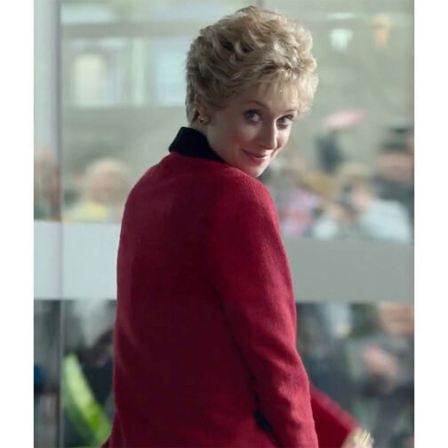 Elizabeth Debicki The Crown Season 5 Red Coat - Image 4