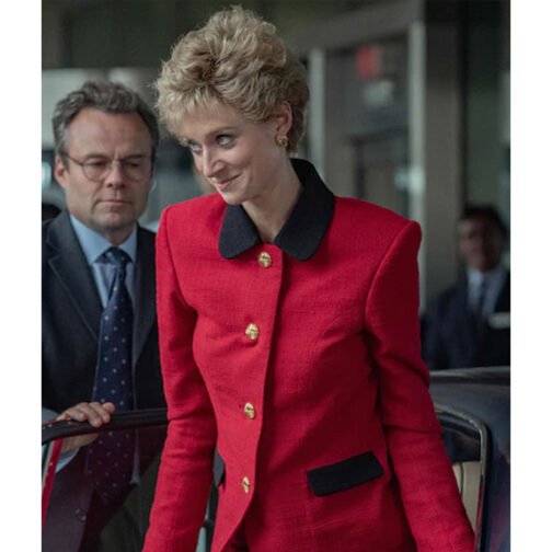 Elizabeth Debicki The Crown Season 5 Red Coat - Image 2
