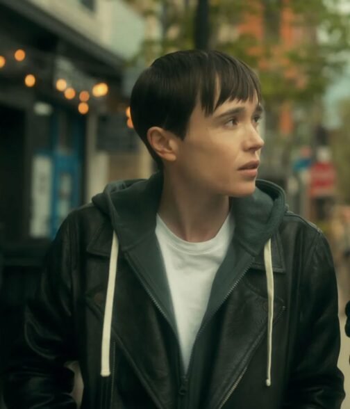 Elliot Page Umbrella Academy Biker Leather Jacket - Image 4