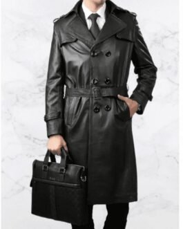 Elon Musk Belted Leather Coat