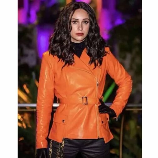 Werewolf by Night Laura Donnelly Tan Orange Leather Jacket - Image 2