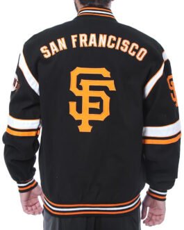 San Francisco Giants Embroidered Logo Black Varsity Wool Jacket
