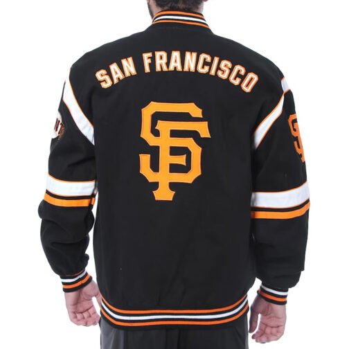 San Francisco Giants Embroidered Logo Black Varsity Wool Jacket - Image 2