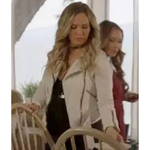 Emilie Ullerup Chesapeake Shores White Biker Leather Jacket - Image 7