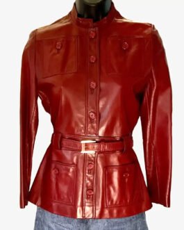 Emily in Paris S04 Lily Collins Burgundy Leather Jacket