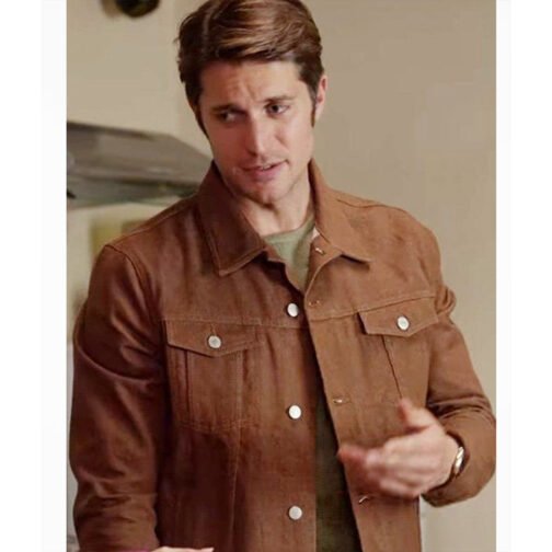 Emily in Paris Lucas Bravo Denim Brown Jacket - Image 2