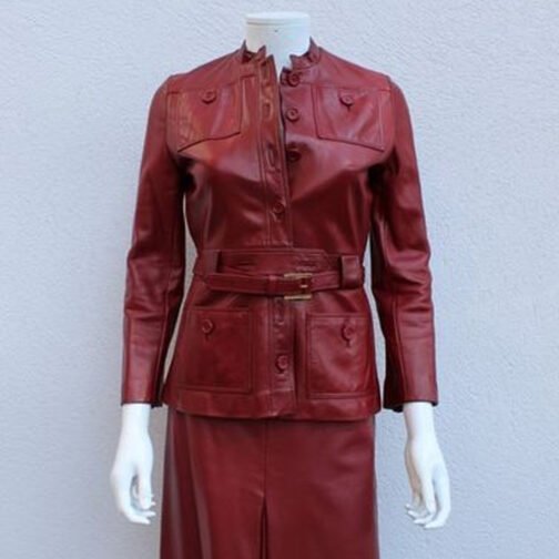 Emily in Paris S04 Lily Collins Burgundy Leather Jacket - Image 5