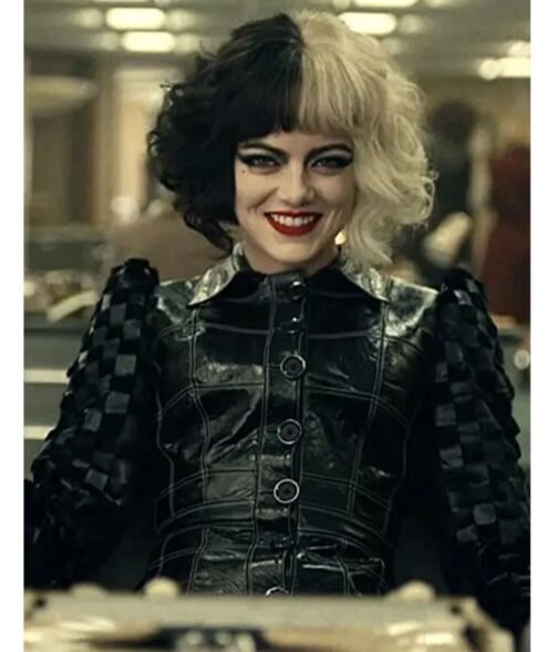 Cruella Emma Stone Black Leather Jacket - Image 5