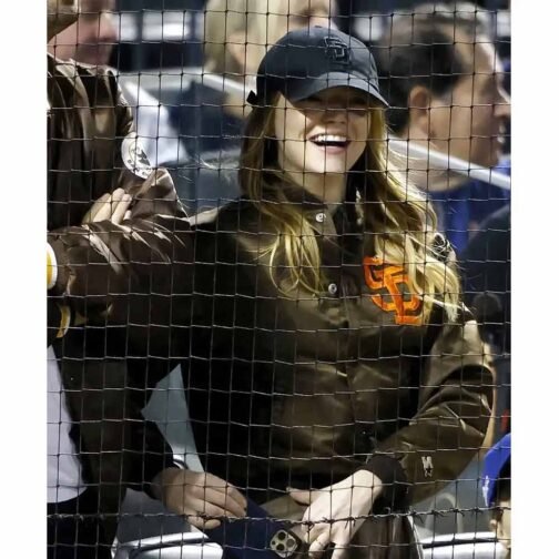San Diego Padres Emma Stone Bomber Brown Jacket - Image 4