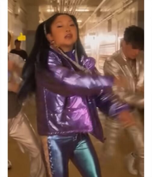Boo Bitch Lana Condor Purple Puffer Jacket - Image 4