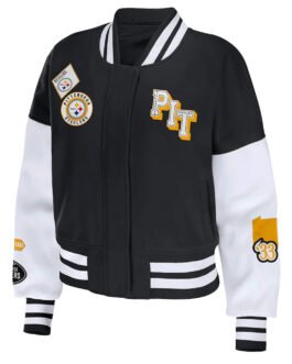Varsity Pittsburgh Steelers Erin Andrews Black and White Jacket