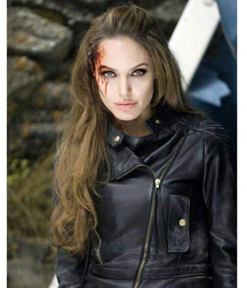 Eternals Angelina Jolie Biker Leather Jacket - Image 2