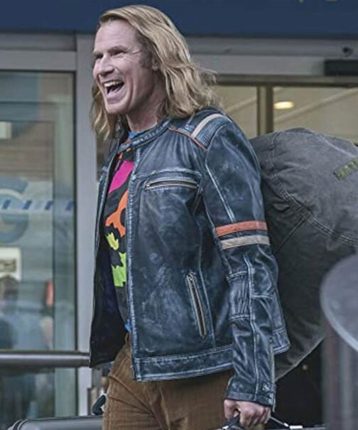 Will Ferrell Eurovision Cafe Racer Leather Jacket - Image 3