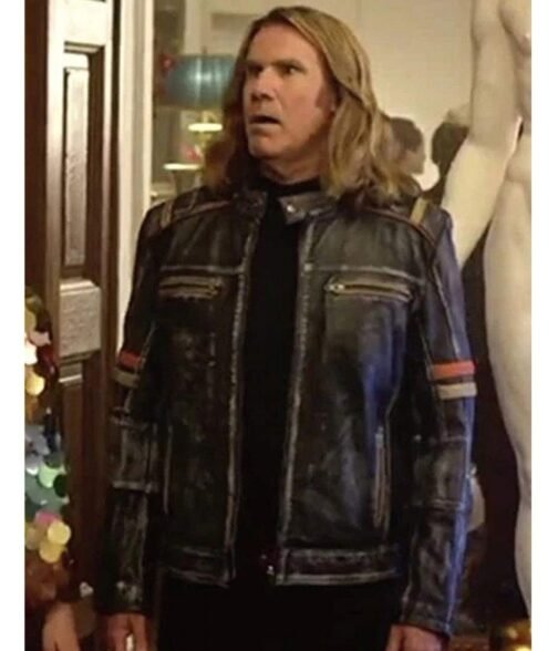 Will Ferrell Eurovision Cafe Racer Leather Jacket - Image 7