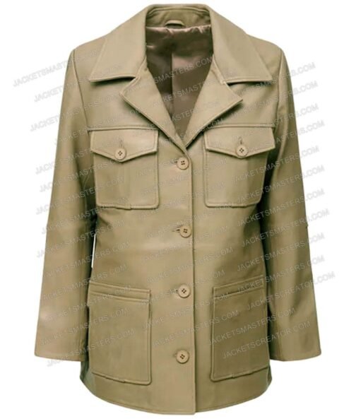 Natalia Oreiro Santa Evita Mid Length Beige Cotton Coat