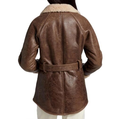 Katja Herbers Evil Season 3 Brown Leather Shearling Jacket - Image 3
