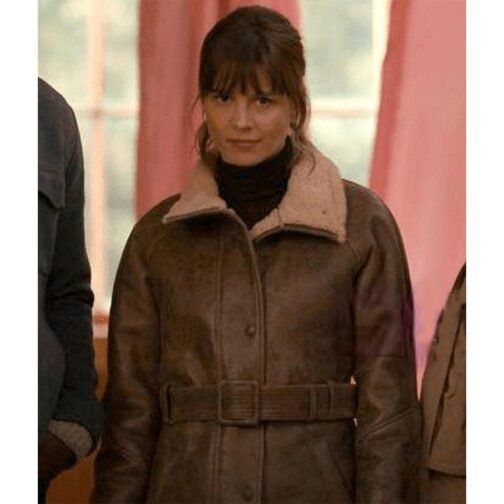 Katja Herbers Evil Season 3 Brown Leather Shearling Jacket - Image 2