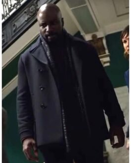Evil Mike Colter Black Wool Peacoat