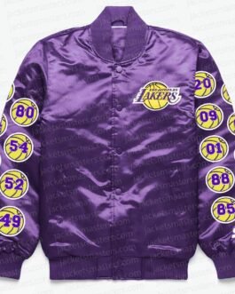 LA Lakers Exclusive Patches Purple Satin Jacket