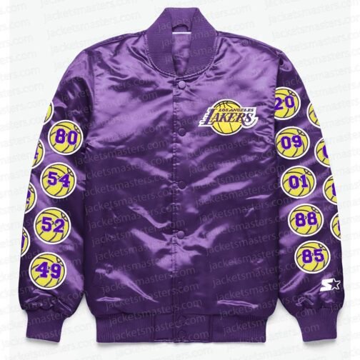 LA Lakers Exclusive Patches Purple Satin Jacket