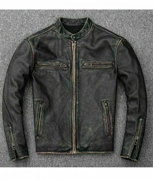 Men’s Faded Black Leather Jacket